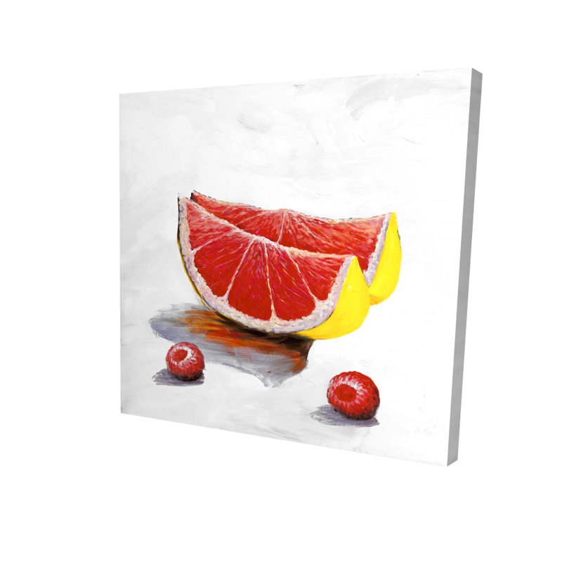 Yellow Grapefruit Slices Canvas - Modern Kitchen Wall Decor