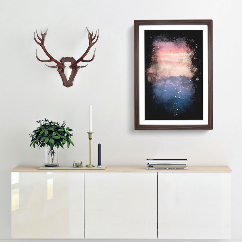 Swiss Mountain - Picture Frame Painting Print, 45cm H x 33cm W x 2cm D, Walnut Framed
