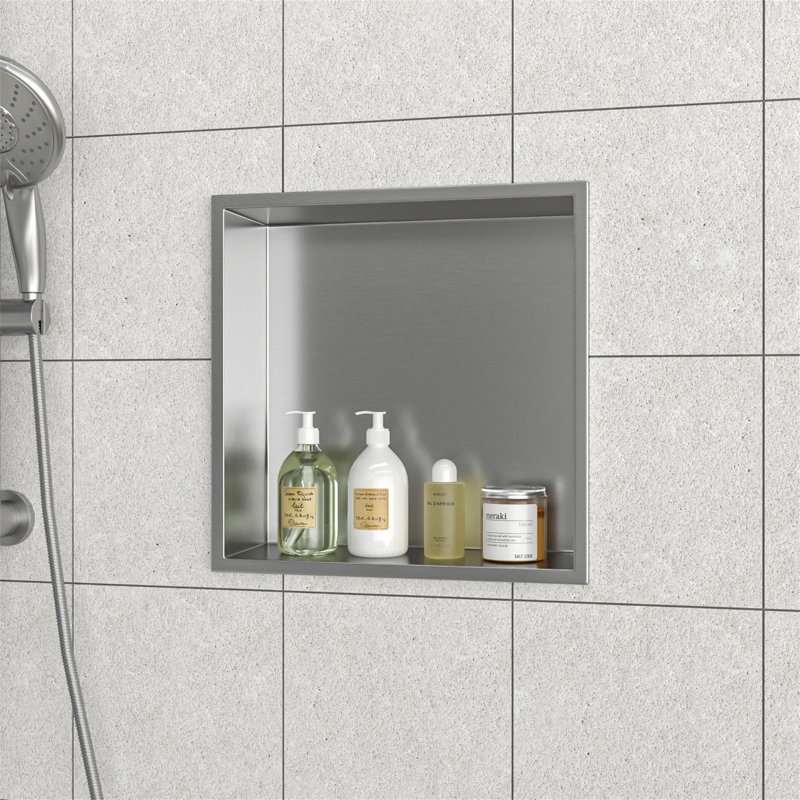 Niche de douche en acier inoxydable 12 po x 12 po, Nickel brossé