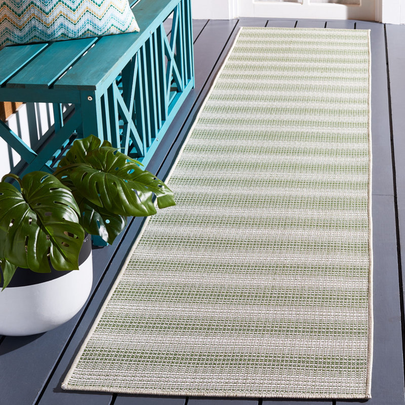 Tapis intérieur / extérieur Trigg Olive / Ivoire, Tapis de couloir 2 pi x 9 pi