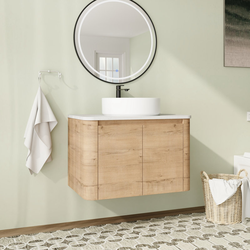 Meuble-lavabo flottant mural 30 po avec comptoir en quartz