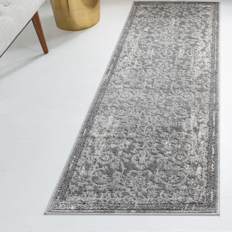 Hidekazu Floral Gray Area Rug, Runner 2' x 5'1"