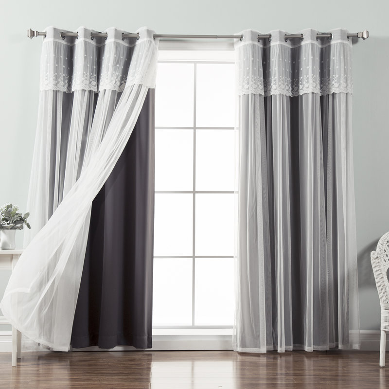 Paire de rideaux obscurcissant et isolant avec œillets Crenshaw, Gris foncé, L 52 po x H 96 po