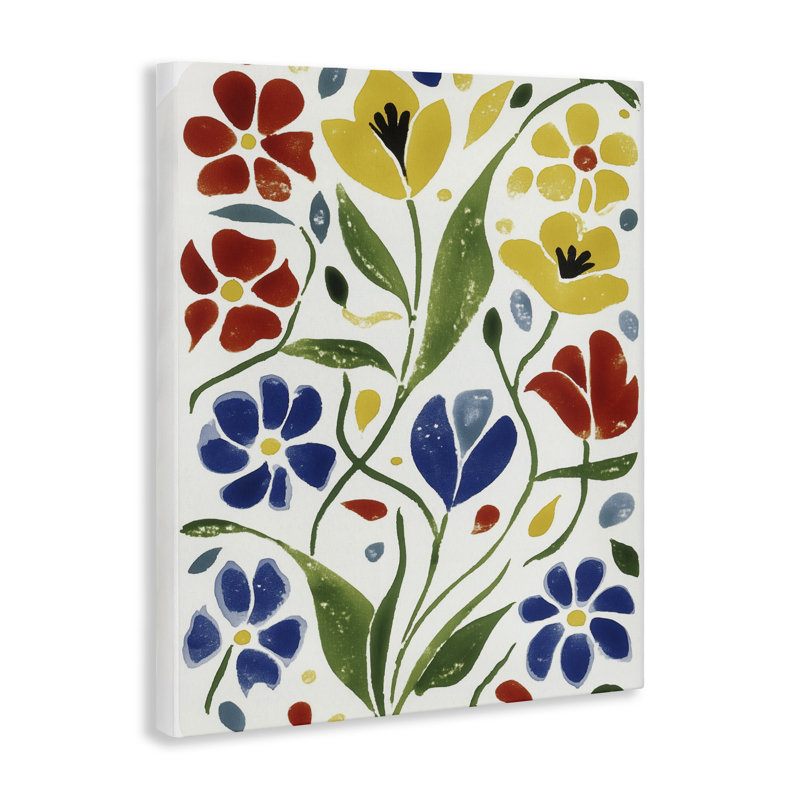 Toile scandinave avec fleurs de jardin, design par Annabelle Hall, H 40 po x l 30 po