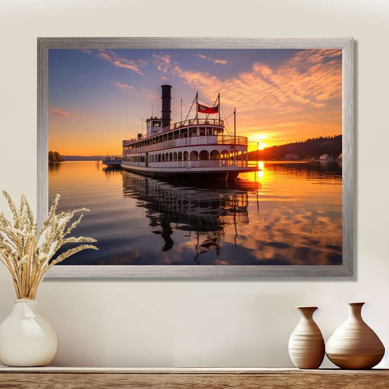 Bateau du Mississippi, H 30 po x l 40 po x P 1,5 po, Cadre photo argenté
