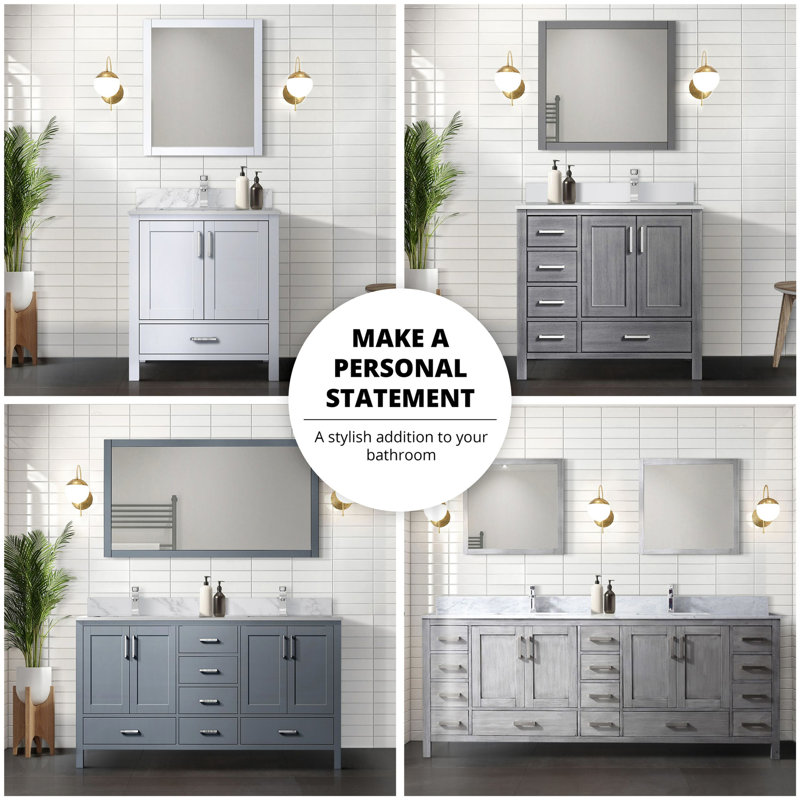 Meuble-lavabo double en gris patiné, l 84 po x P 22 po, surface en quartz blanc et miroirs - fermeture douce et rangement abondant gris Meuble-lavabo 22 po, comptoir, salle de bain spacieuse
