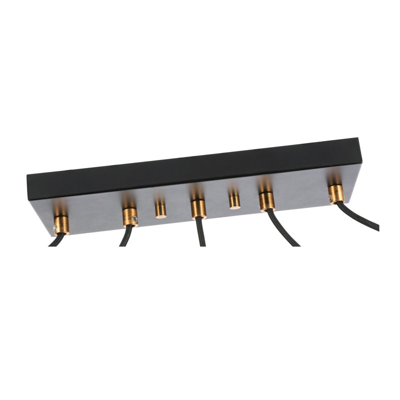 Luminaire suspendu rectangulaire 5 lumières grappe Shults, Laiton / Bronze, Halogène