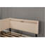 Lit double capitonné Cloud avec tête de lit, 2 tiroirs de rangement, éclairage DEL, port USB, pieds en bois, sans sommier.