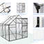 Serre en polycarbonate noir de 6 pi x 6 pi - Toit réglable pour embellissement du jardin toutes saisons, porte coulissante, structure rouille noire, base galvanisée