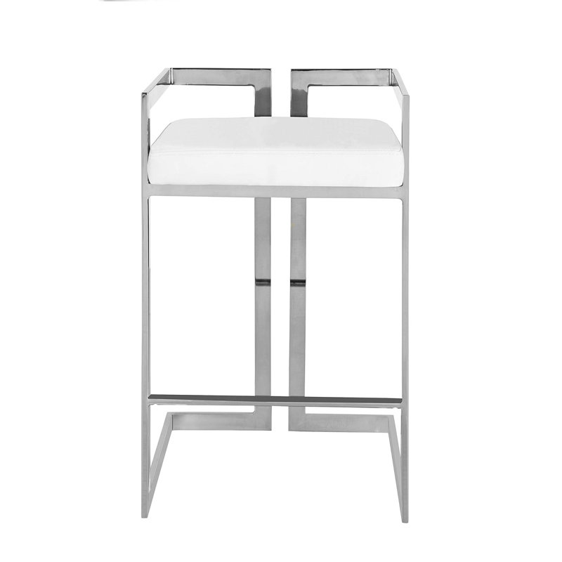 Tabouret de comptoir en cuir Gezina, Blanc