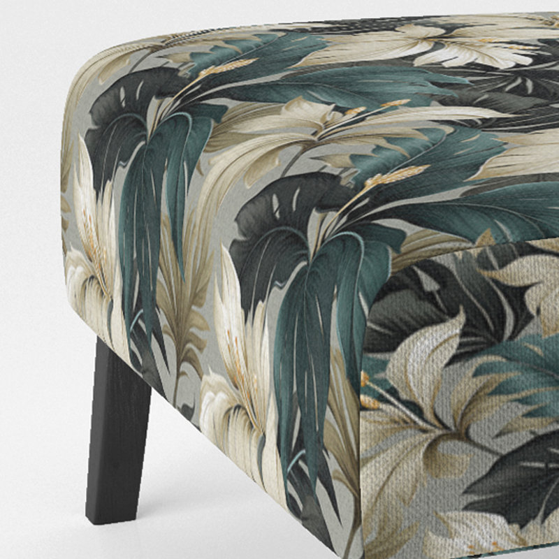 Fauteuil de chambre rembourré C, Motif tropical tropique monochrome V