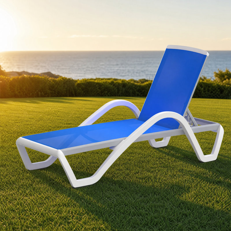 Adjustable All-Weather Outdoor Chaise Lounge with Ergonomic Armrests, Sturdy Rust-Resistant Frame, Breathable Quick-Dry Fabric, Portable Reclining Seat for Patio, Poolside, Lawn, In-Pool Sunbathing and Relaxation