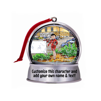 Personalized Friendly Folks Mall Manager - Female Snow Globe Magnet - Great Gift!