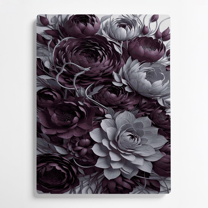 Art floral abstrait en métal brun 25, H 8 po x l 10 po