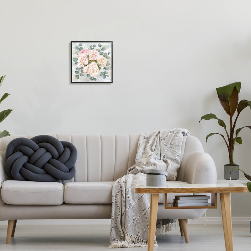 Arrangement giclée rustique de roses champêtres par Ziwei Li, Giclée encadrée noir minuit, H 12 po x l 12 po x P 1,5 po