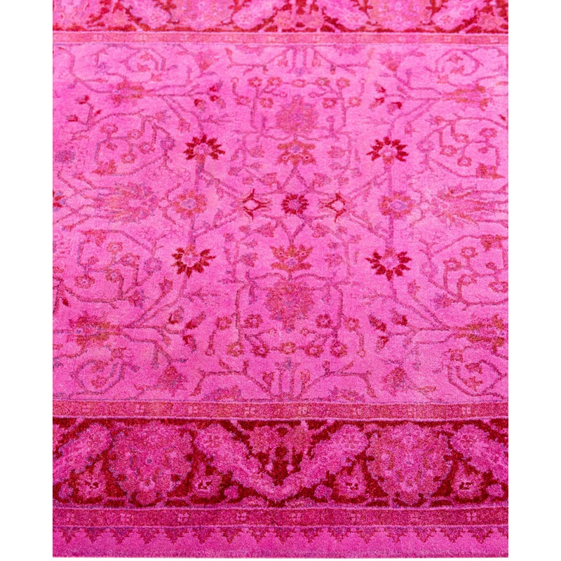 Overdyed Hand-Knotted Wool Modern-Contemporary Pink Runner 3' 0" x 8' 3"
