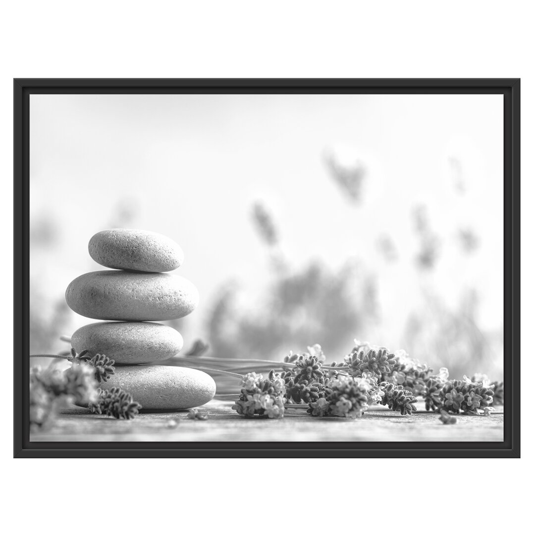 Gerahmtes Wandbild Lavendel Spa-Stillleben Kunst B&W