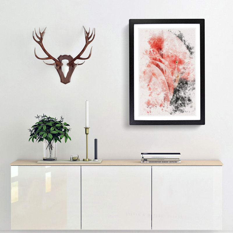 Pink Flamingo - Framed Print, 87cm H x 62cm W x 2cm D, Black Framed