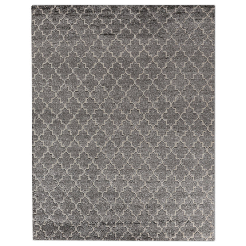 Lux Look Geometric Area Rug in Gray, Rectangle 10' x 14'