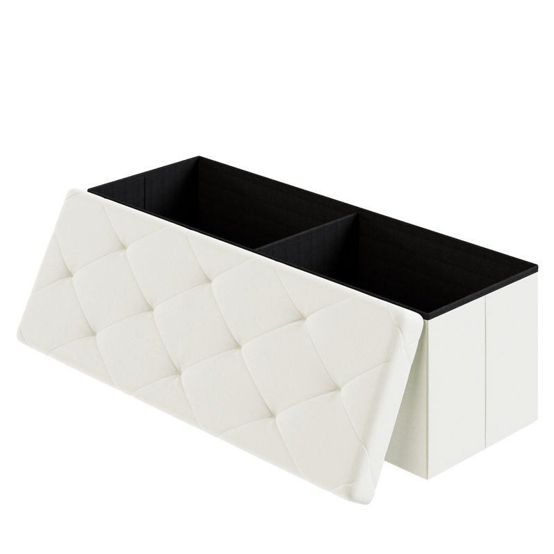 Repose-pieds standard capitonné de 43 po de largeur avec rangement, Blanc
