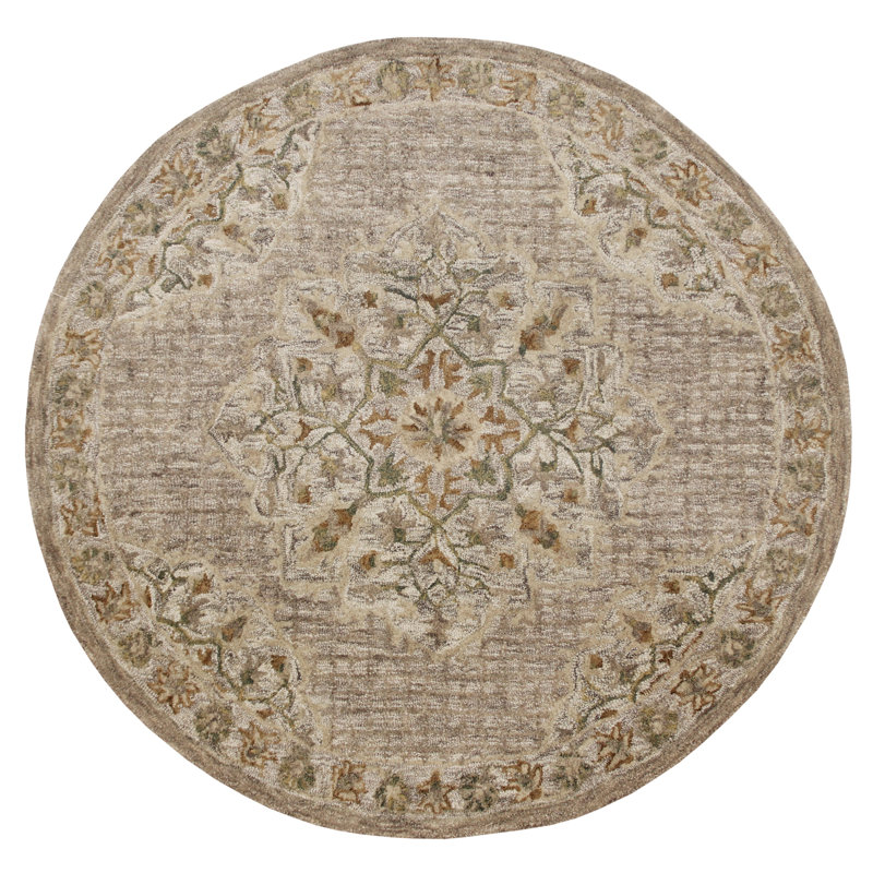 Stasya Hand Tufted Wool Oriental Indoor Rug, Round 6'