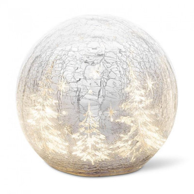 15 Led Crackle Orb With Tree Scene