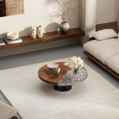 Solid Walnut Wood Coffee Table With Water Wave Grain