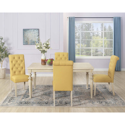 Ensemble de salle à manger 5 pièces à pieds tournés avec 4 chaises capitonnées