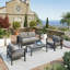 4-Piece Modern Aluminum Patio Conversation Set,  4-Seat Outdoor Sofa With  Thick Dark Gray Cushions & Gray Frame And Coffee Table