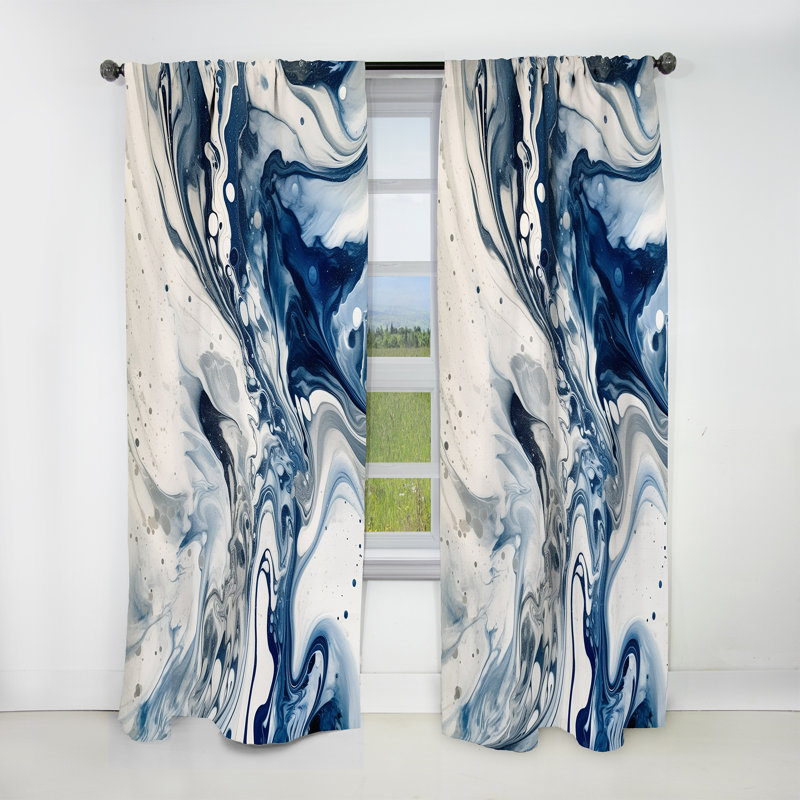 Blue And Grey Ethereal Elixir IV - Abstract Curtain - Blackout Abstract Curtain - 1 Panels, 52" W x 63" L