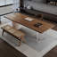 Bureau d'écriture rectangulaire en bois massif noyer-2092680782