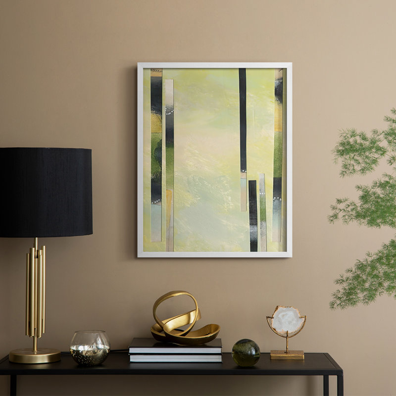 Neutral Assemblage IV Framed Print - Solid Wood, 21" H x 17" W, White