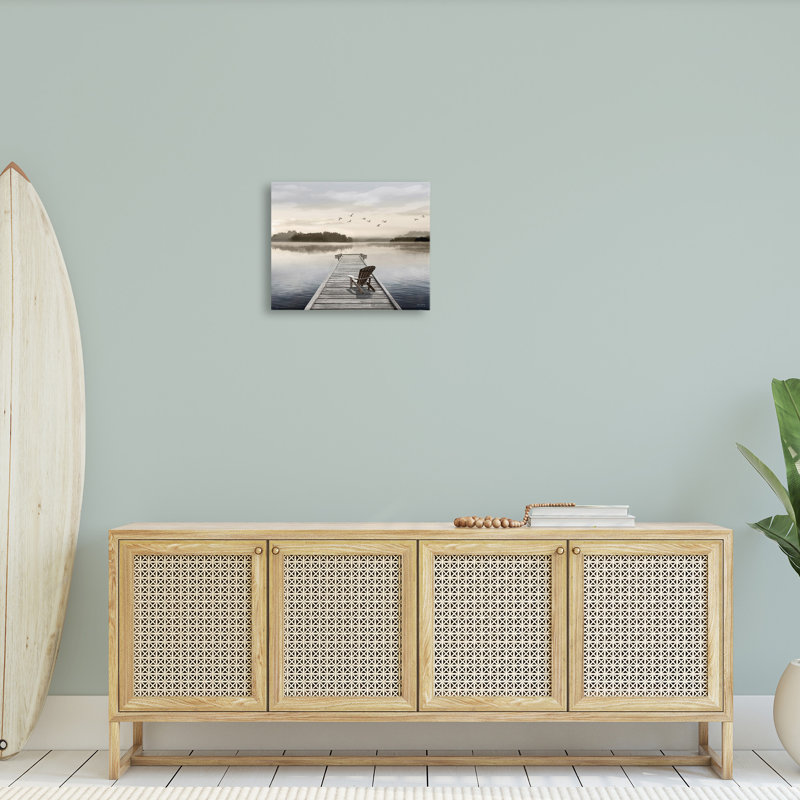 Bc-450_CN "Beach Chair On Dock Wrarap Canvas" par Amber Sterling sur toile, H 16 po x l 20 po