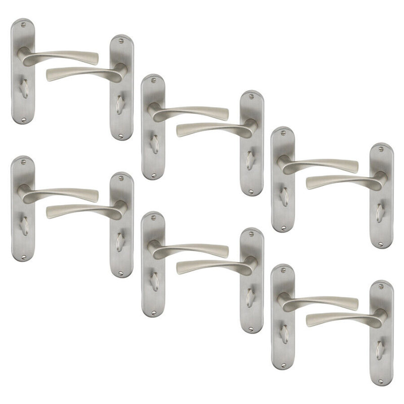 6x Metal Lever Latch Door Handles Set