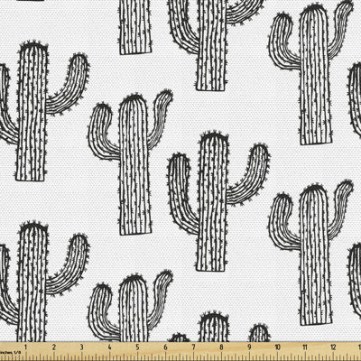 Chonna Repetitive of Outline Exotic Cactus Plants Multi-Purpose Fabric