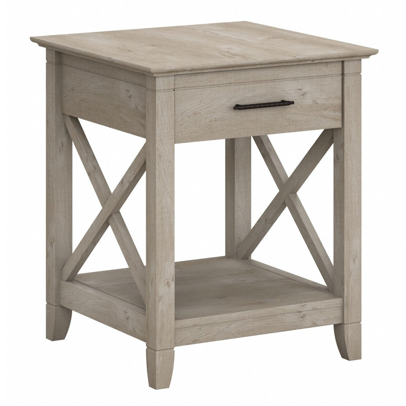 Table de bout avec rangement Naithen, H 26,93 po x l 20 po x P 20 po, Gris délavé