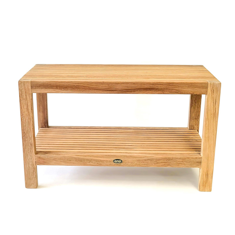 Fiji Teak Wood Shower Bench with Shelf, 30-inch