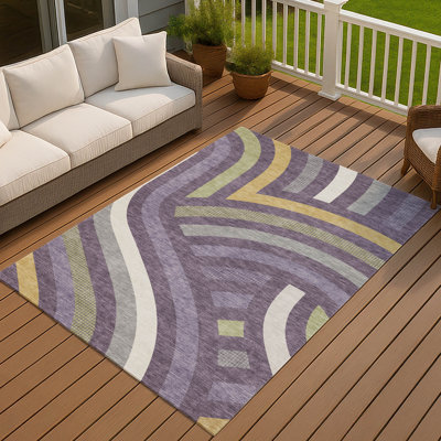 Tapis mid-century moderne lavable à la machine intérieur / extérieur Chantille ACN2467