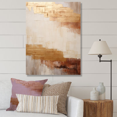 " Minimal Gold And Beige Abstract River II "