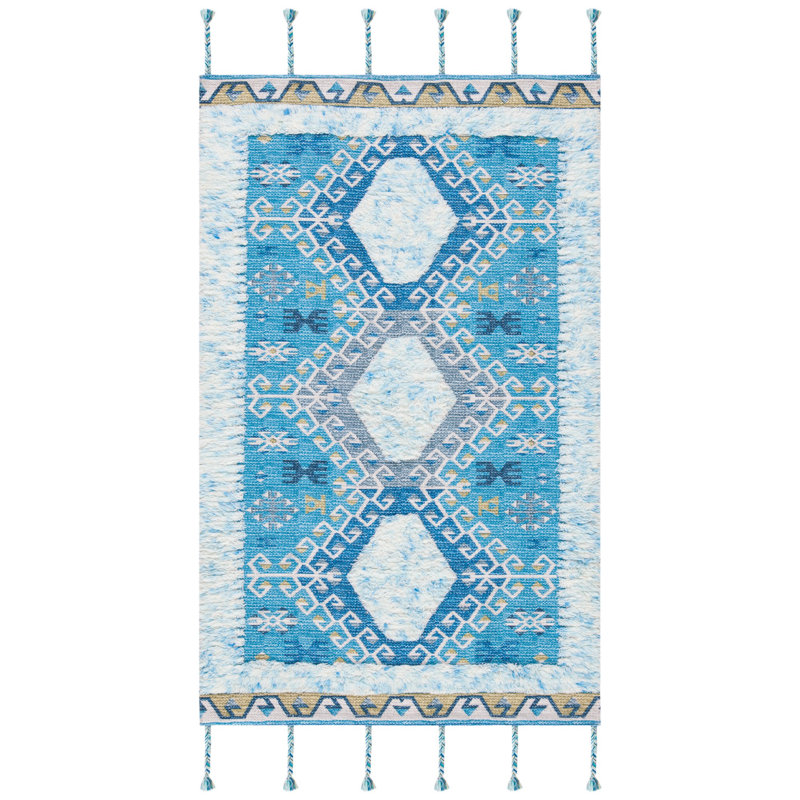 Tapis bleu en laine Joppatowne