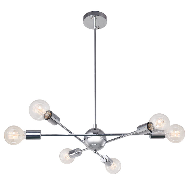 Lustre sphérique spoutnik 6 lumières Hairston, Chrome