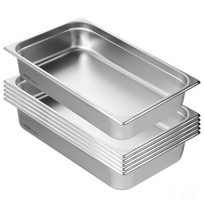 6 Pack Full-Size Stainless Steel Anti-Jam Steam Table Pans, Durable and Versatile for Commercial Catering and Storage