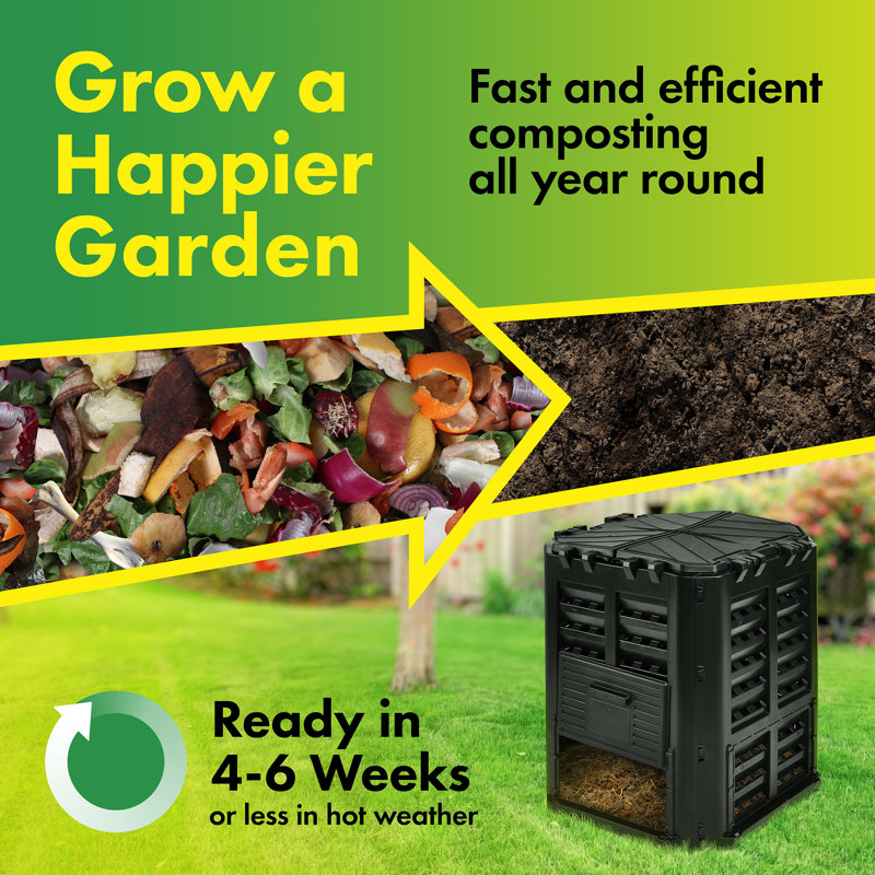 95 Gallons Plastic Odor Resistant Outdoor Stationary Composter with Latching Lid