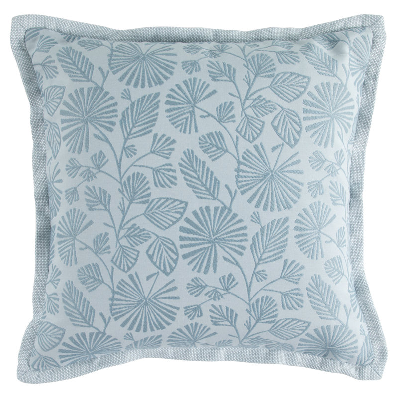 Fan Fair Rose Outdoor Throw Pillow, Square 20", Blue