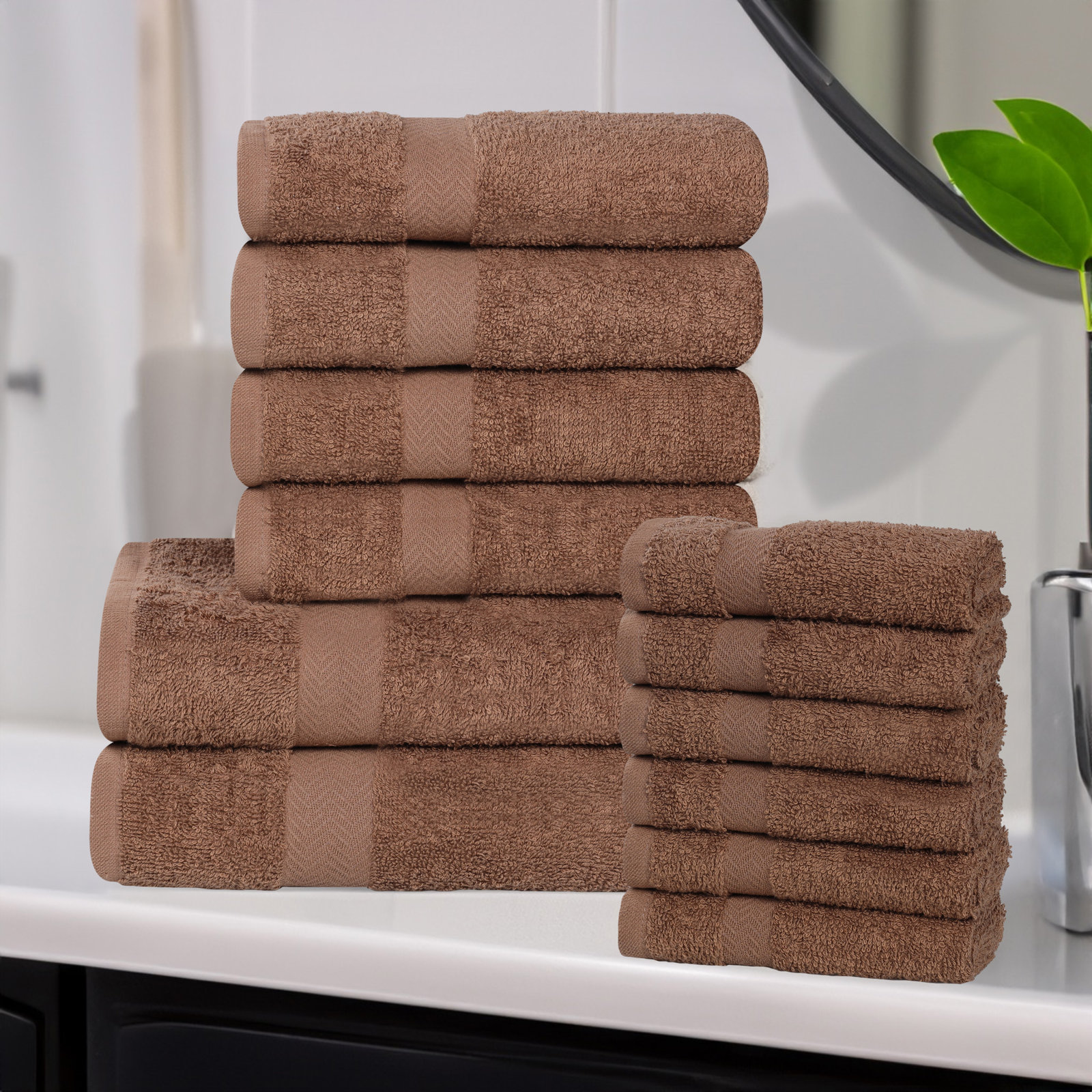12-Piece Quick-Drying Cotton Towel Set, Latte