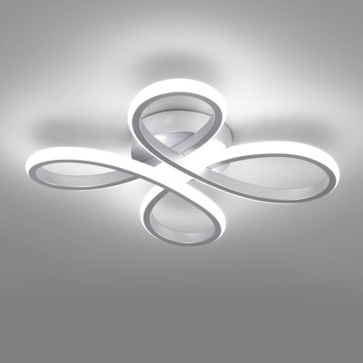 Plafonnier moderne à DEL, plafonniers semi-encastrés argent 6000K pour le couloir, lampes modernes pour le salon, le couloir, l'allée, le couloir, la lampe de plafond (L14.56 * W14.56 * H1.18)