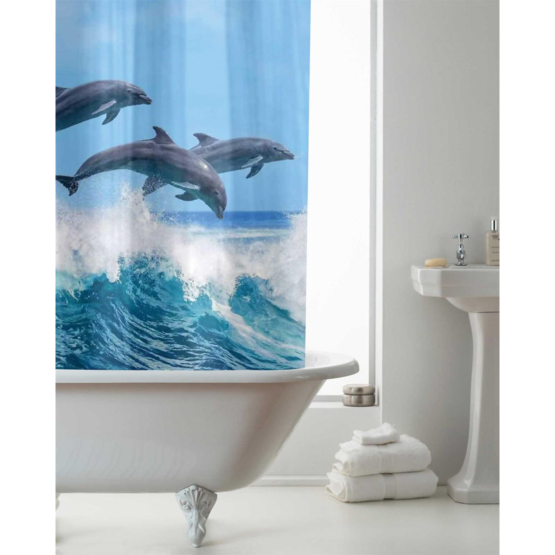 Dolphins Blue PEVA Shower Curtain