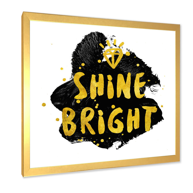 Shine Bright - art textuel sur toile, H 36 po x l 36 po x 1,5 po, Toile encadrée d'or