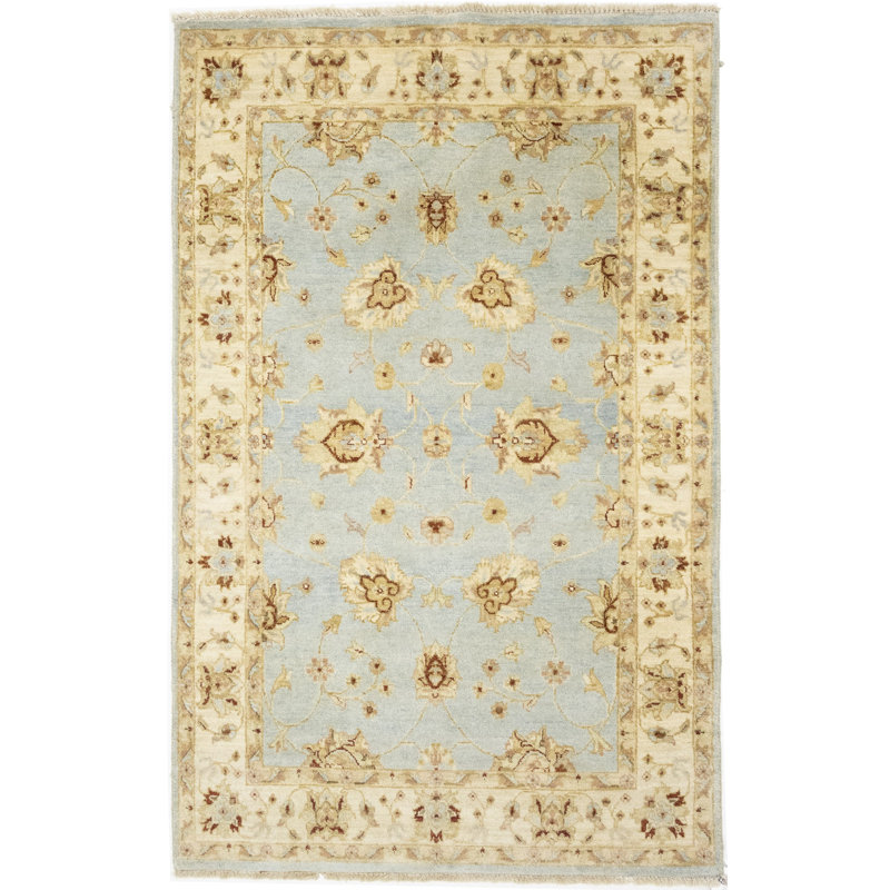 Tapis oriental bleu clair clair fait à la main 4X6 Peshawar