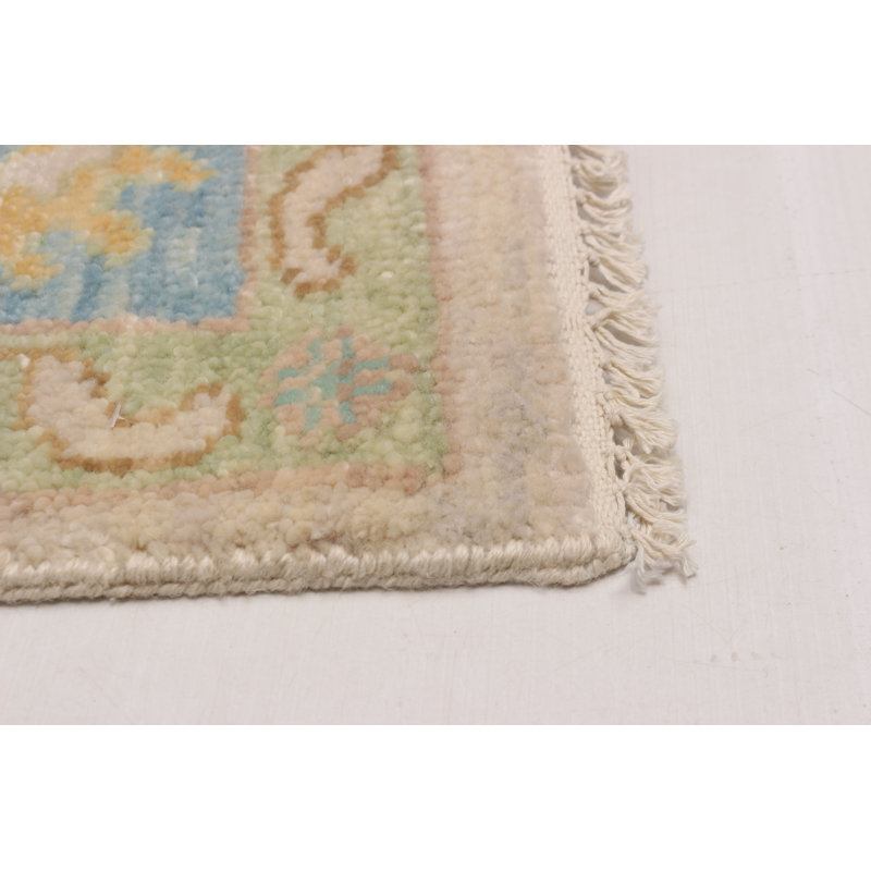 Tapis ivoire moderne noué à la main One Of Kind Oushak 7 pi 11 po x 10 pi 6 po